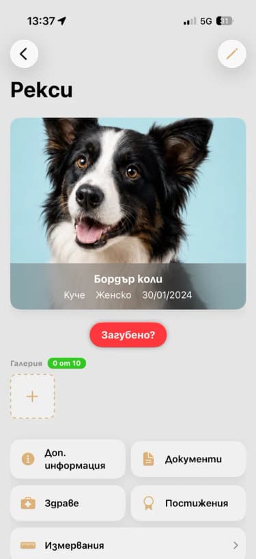 Pet profile